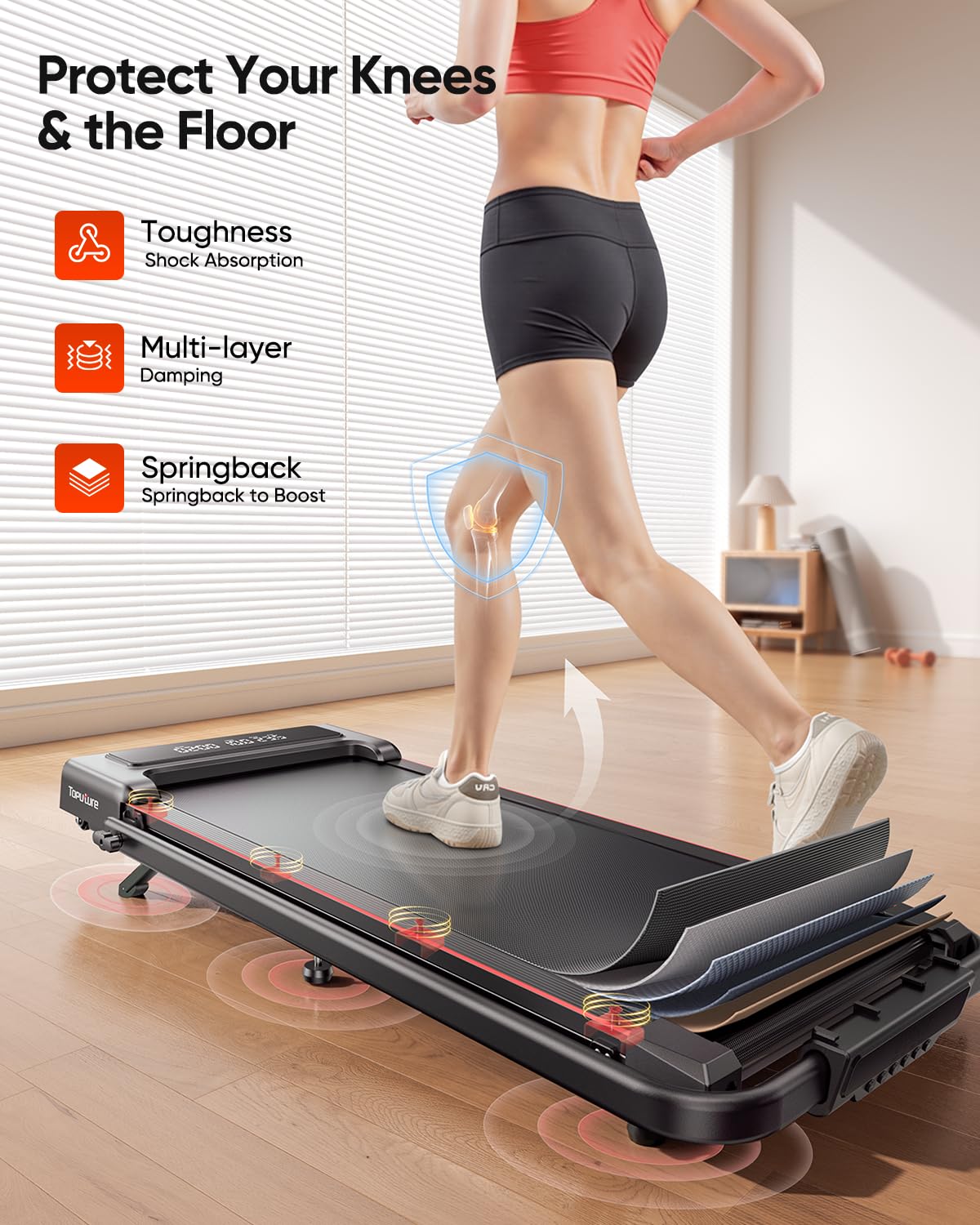 TOPUTURE Foldable Walking Pad with Incline, 4 in 1 Treadmill for Home & Office, 2.5HP Under Desk Treadmill, Portable Compact Treadmills Silent Remote Control, App & LED Display, Installation-Free