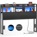 Unikito Headboard for Queen Size Bed with Storage Shelf, Head Board with 3 Outlets and 2 USB Ports, Headboards with RGB LED Light, Height Adjustable, Sturdy and Stable, Easy Assembly, Black