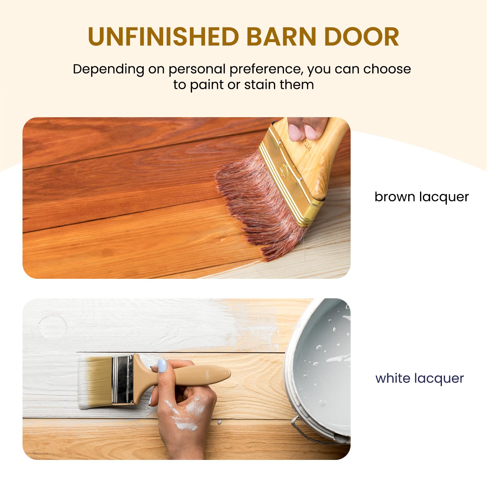SmartStandard 24in x 80in Sliding Barn Wood Door Pre-Drilled Ready to Assemble, DIY Unfinished Solid Spruce Wood Panelled Slab, Interior Single Door Only, Natural, K-Frame (Fit 4FT Rail)