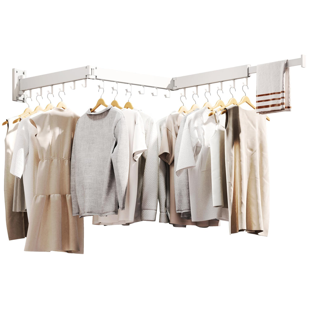 BOQORAD Clothes Drying Rack,Drying Rack Clothing,Luandry Drying Rack,Clothes Hanger Rack,Wall Mounted Luandry Rack,Folding Retractable,Frosted Stone Black Classic,ms-01