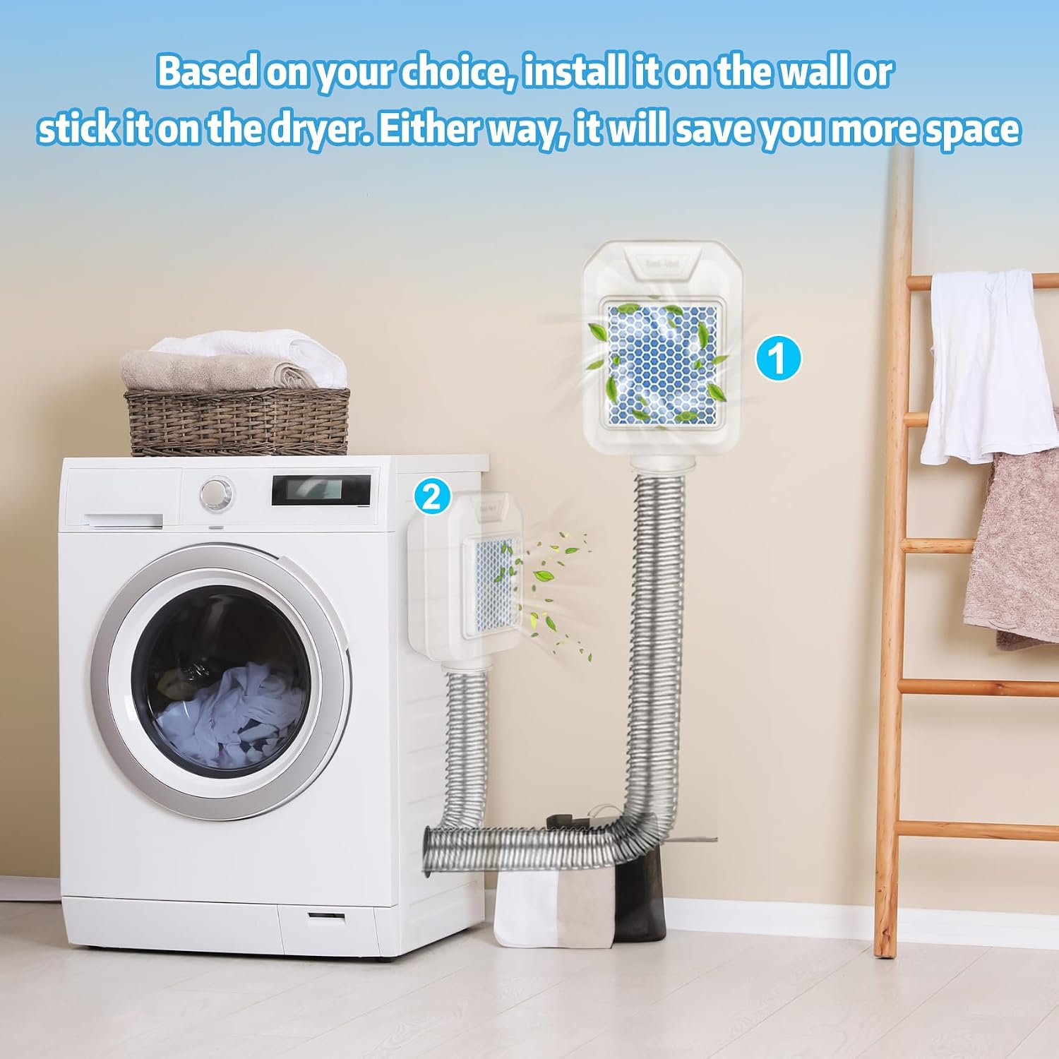 Best Vent Indoor Dryer Vent, Upgrade Dryer Vent with Flap for Electric Dryer, Stainless Steel Screen Filter, Polyester Filter, Indoor Dryer Vent Kit Come with 4 Polyester Filters and 8FT Vent Hose