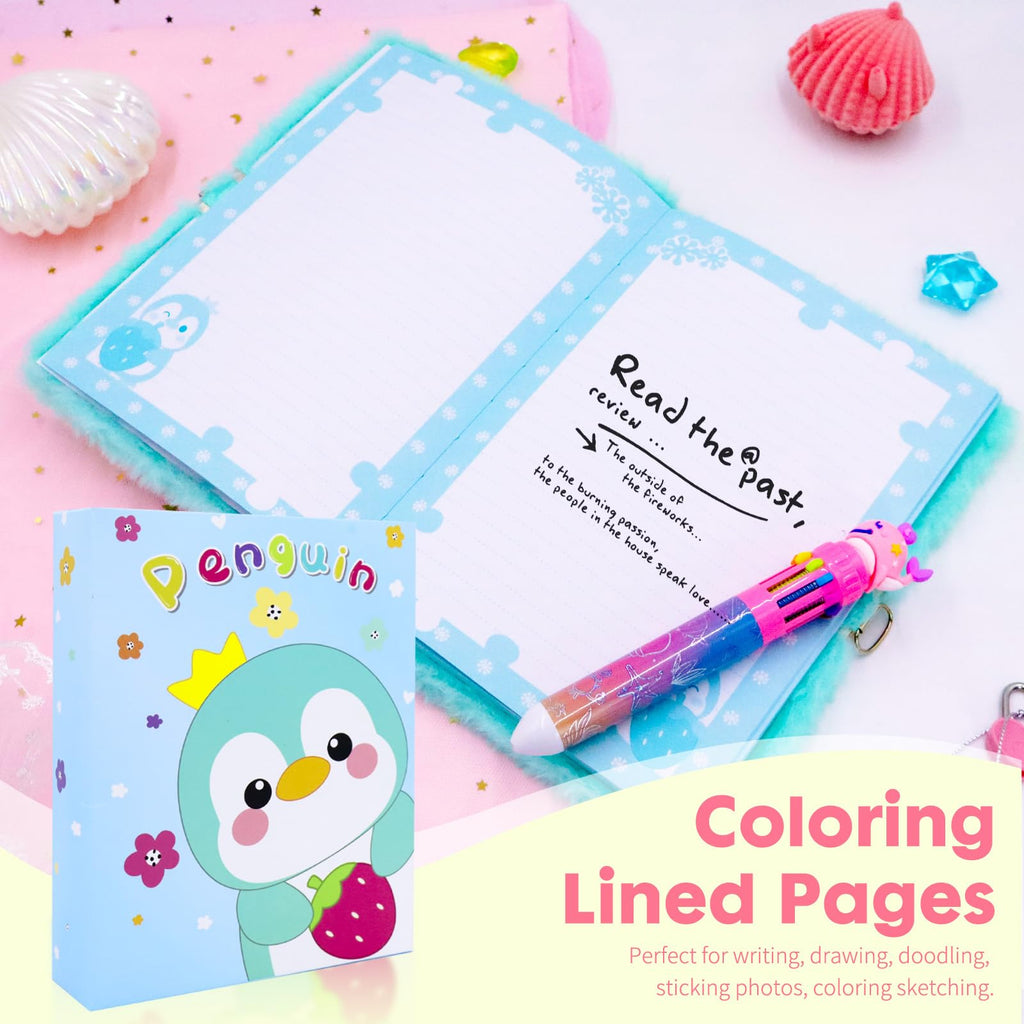 Axolotl Diary for Girls with Lock, Plush Axolotl Toys Gift for Teen Girls, Kids Writing Journal Notebook, Birthday Gifts for Little Girls Ages 5 6 7 8 9 10-12 Year Old