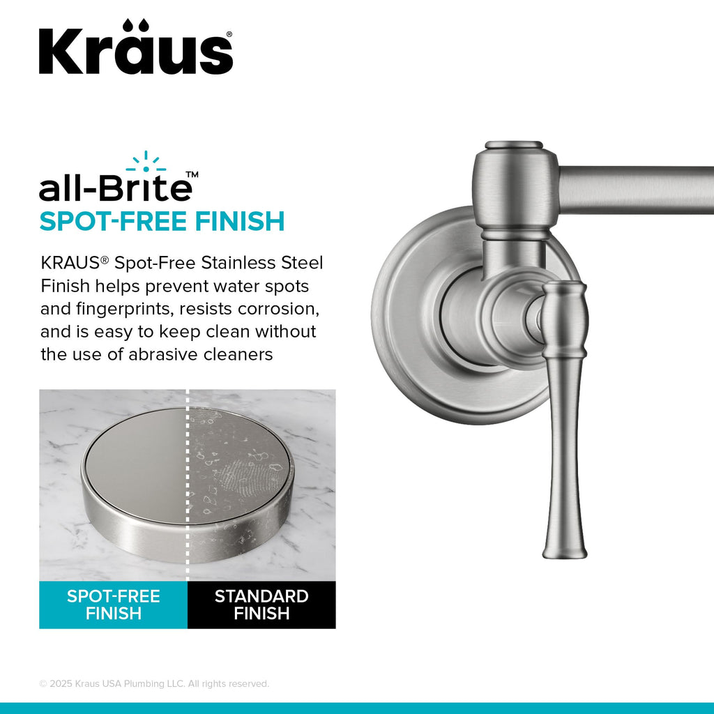 KRAUS Allyn Transitional Bridge Kitchen Faucet with Pull-Down Sprayhead in Brushed Gold, KPF-3121BG