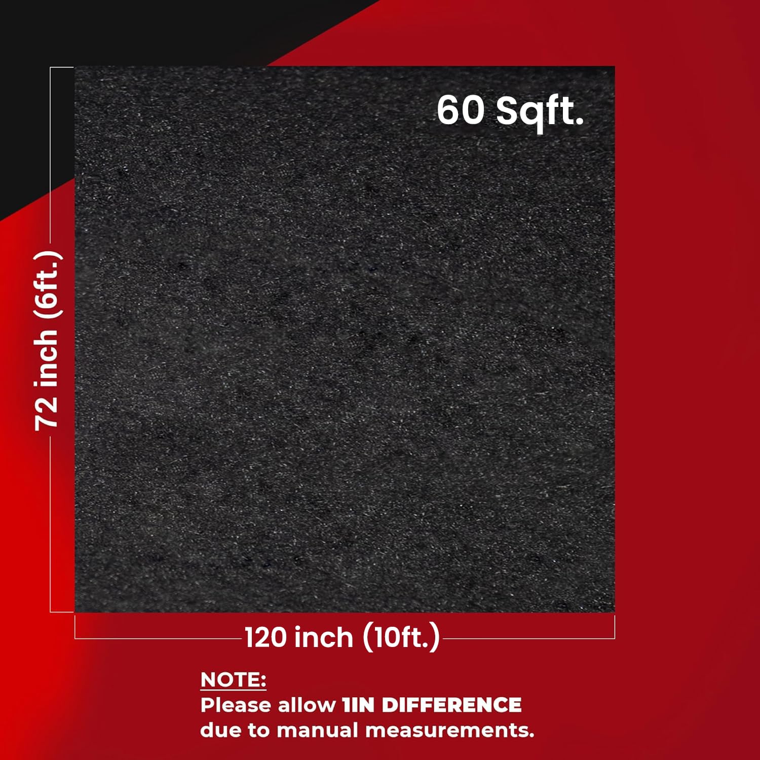 Bbox Charcoal Carpet Non-Woven Fabric | Length: 72 inch (6 ft.), Width: 43 inch (3ft 7in) | for Speaker Sub Box Carpet Home, Auto, RV, Boat, Marine, Truck & Car Trunk Liner