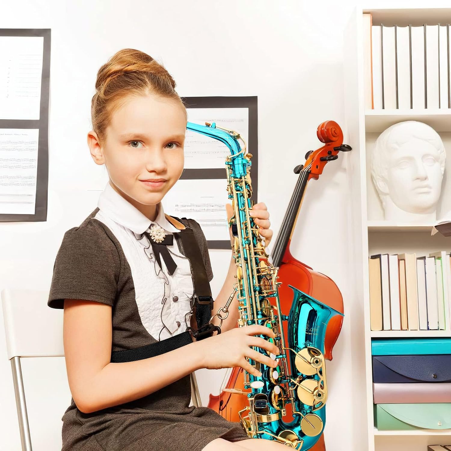 Eb Sky Blue Alto Saxophone - Beginner & Student Model, Professional Quality