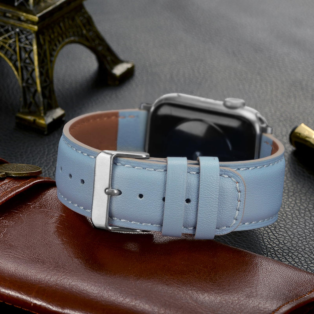 Tasikar Bands Compatible with Apple Watch Band 42mm (Series11/10) 41mm 40mm 38mm Men Genuine Leather Replacement Bands Compatible with Apple Watch SE Series 11 10 9 8 7 6 5 4 3, Black