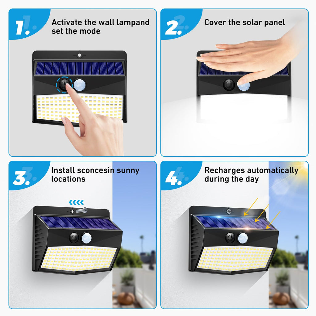 Peasur 1 Pack Solar Motion Lights Outdoor, Solar Security Light with 3 Modes, IP65 Waterproof Flood Lights Outside for Camping Garden Patio Garage Backyard, Brown Warm