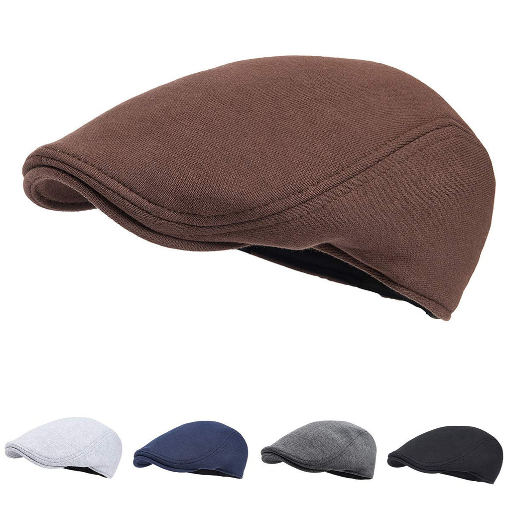 FEINION Men Cotton Newsboy Cap Soft Fit Cabbie Hat