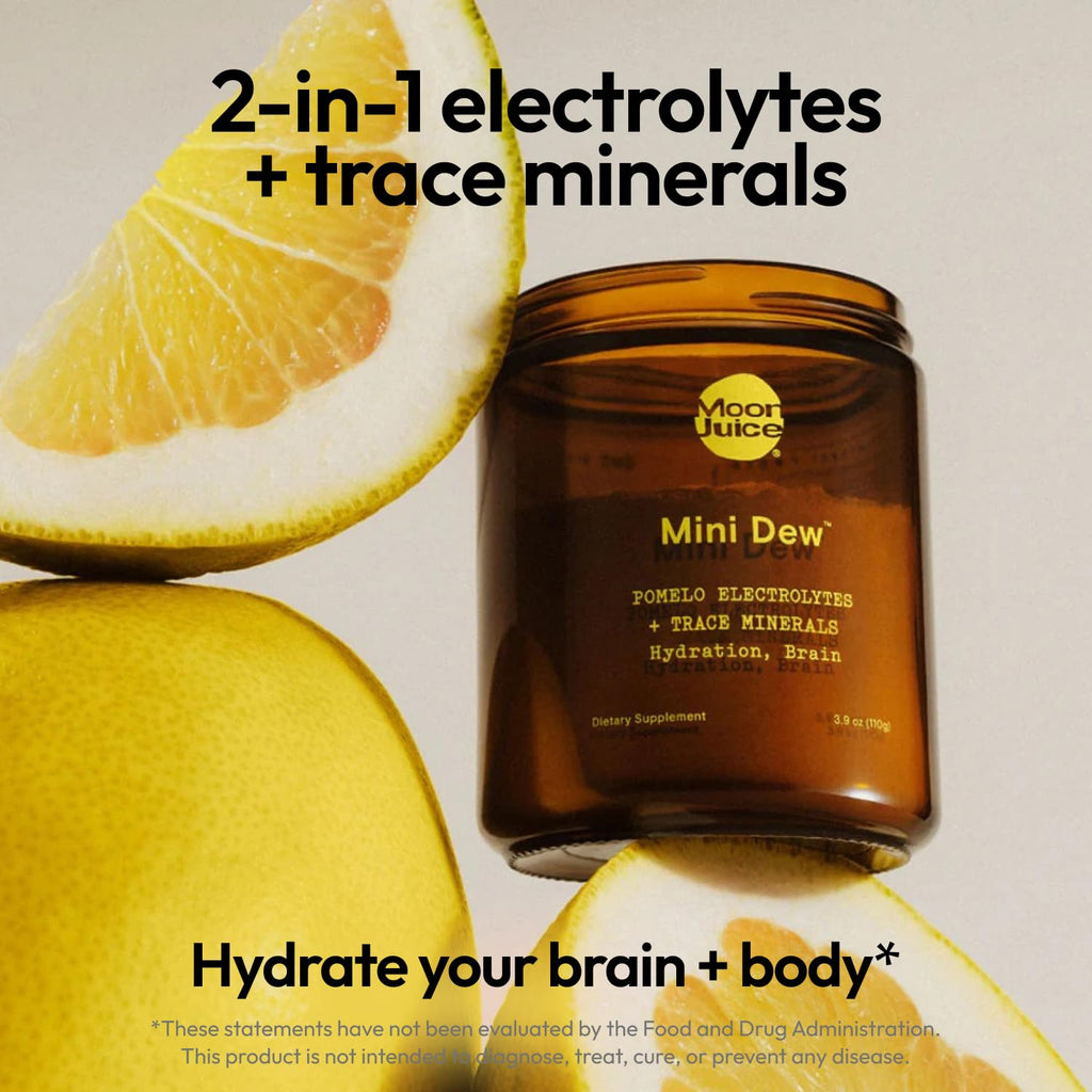 Moon Juice Mini Dew Electrolytes Powder - Sugar Free Minerals & Electrolyte Hydration Powder for Instant Hydration & Brain Support - Magnesium, Calcium, Potassium, Pink Salt, Pomelo, 30 Servings