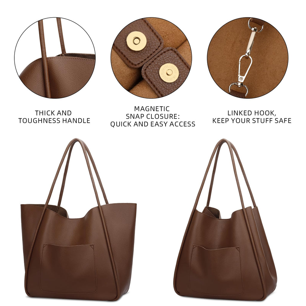 KKXIU Tote Bag for Women Vegan Leather Shoulder Purse Large Capacity Travel Bag