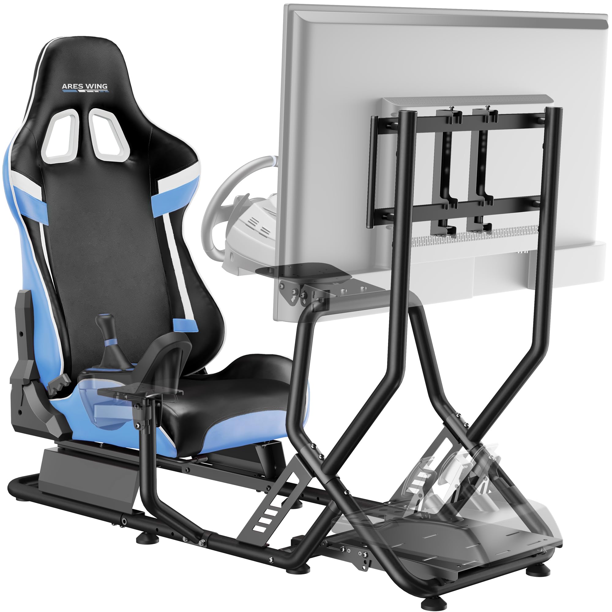 ARES WING Sim Racing Cockpit, Racing Wheel Stand with Seat, Formula and GT Racing Simulator Cockpit Compatible with Fanatec, Thrustmaster, Logitech, Moza Racing Games on PS5, PS4, Xbox and PC