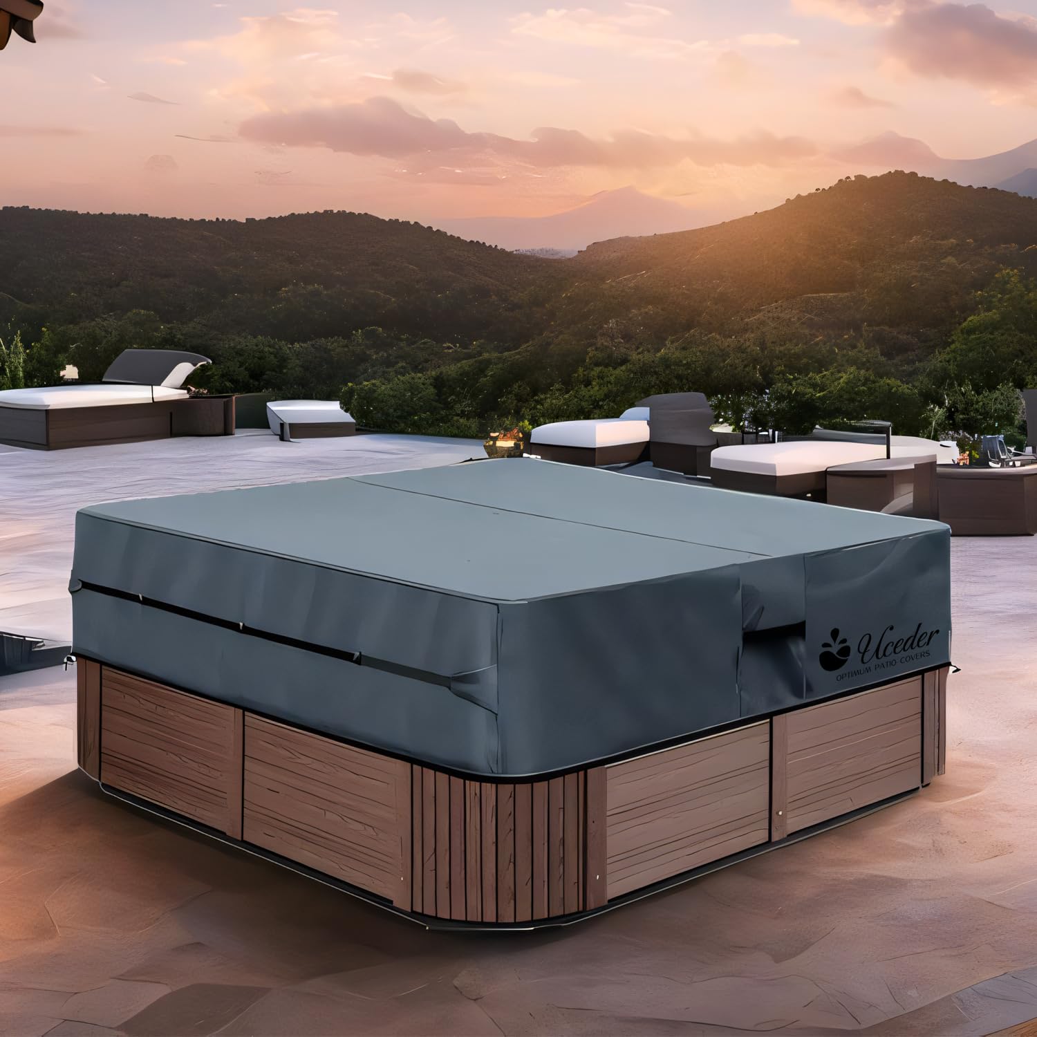 Round Hot Tub Cover Outdoor Waterproof Spa Cover Cap(83''x 20'') 600D Heavy Duty Polyester Hot Tub Cover Protector(Brown)
