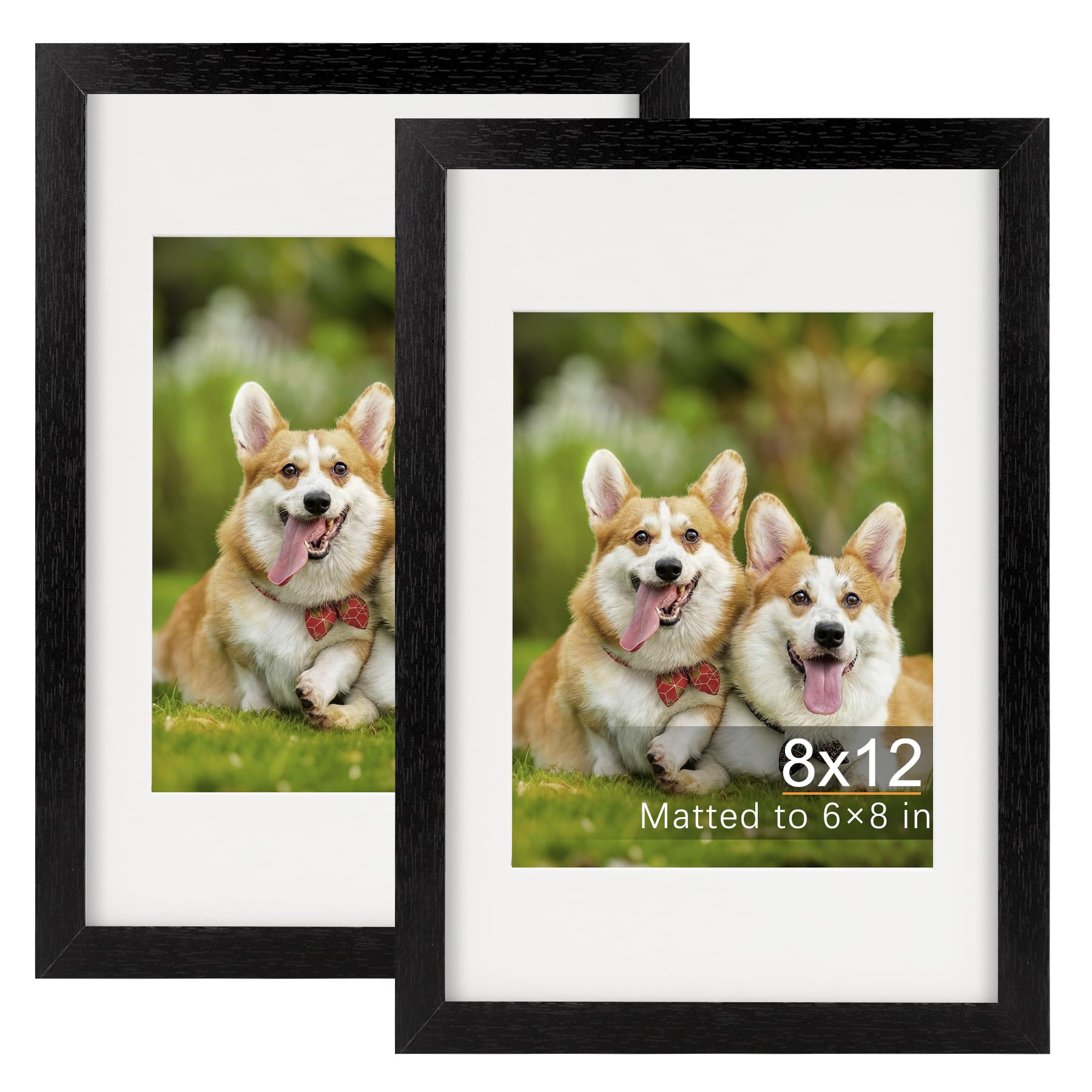 TOFOREVO Picture Frames 4x4 Set of 2 Black Wood Grain Photo Frame for Gallery Wall Mounting or Tabletop Display