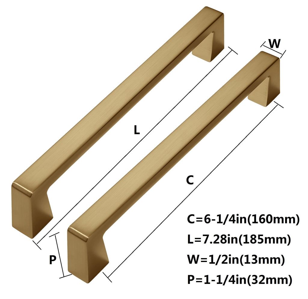 khtumeware 6 Pack 3 Inch(76mm) Kitchen Cabinet Handles Brushed Gold,Brushed Brass Cabinet Pulls Kitchen Cabinet Hardware, Furniture Pulls for Bathroom Cupboard Drawer Handles Dresser Pulls