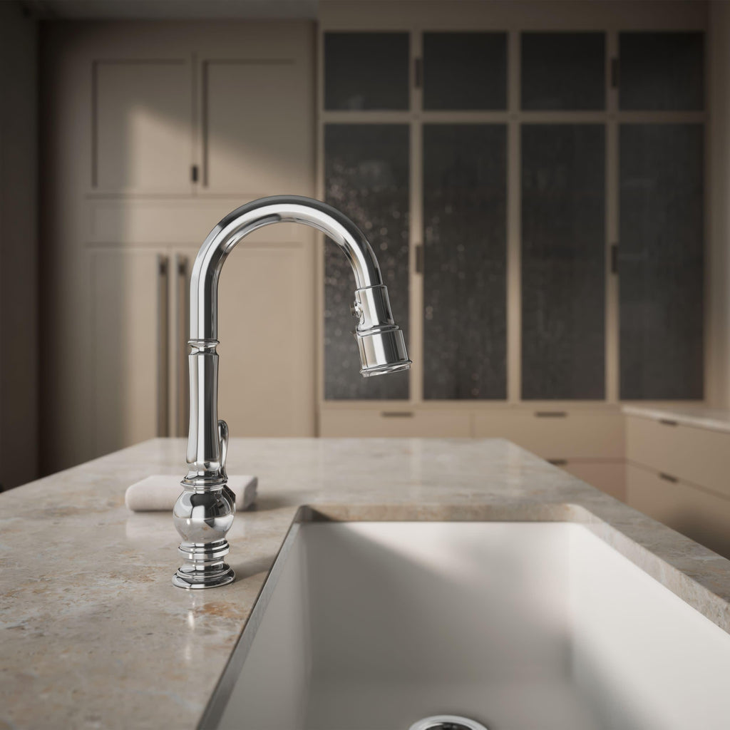 KOHLER 99270-BL Artifacts Wall-Mount Pot Filler, Pot Filler Faucet, Black Pot Filler, Kitchen Sink Pot Filler Faucets, Matte Black