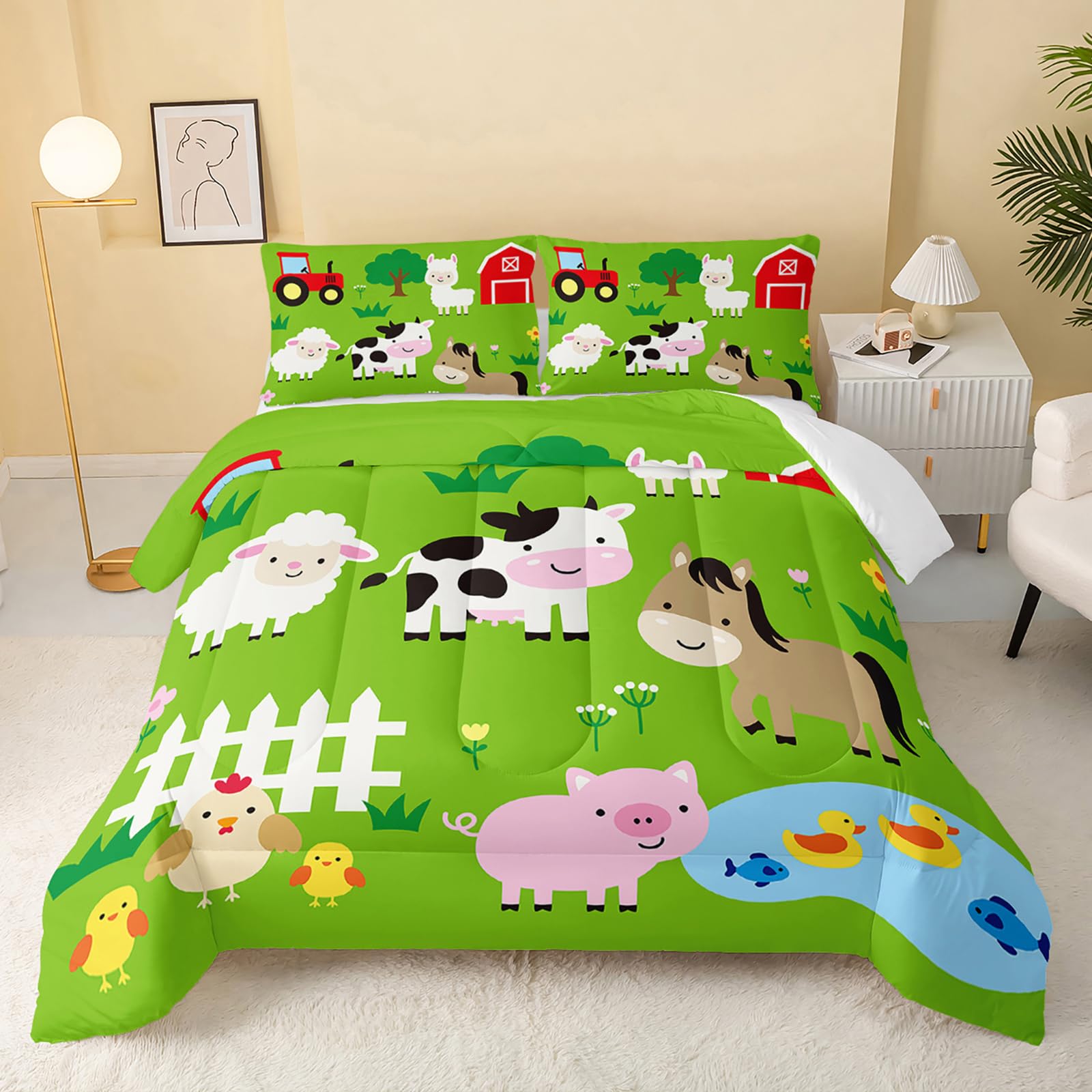 QOOMO Floral Cat Comforter Twin Size,Pink Cat Bedding Set for Kids Teens Girls,3Pcs Bedding Set Printed Comforter with 2 Pillowcases,Down Alternative,Soft and Lightweight(Pink，Twin Size)