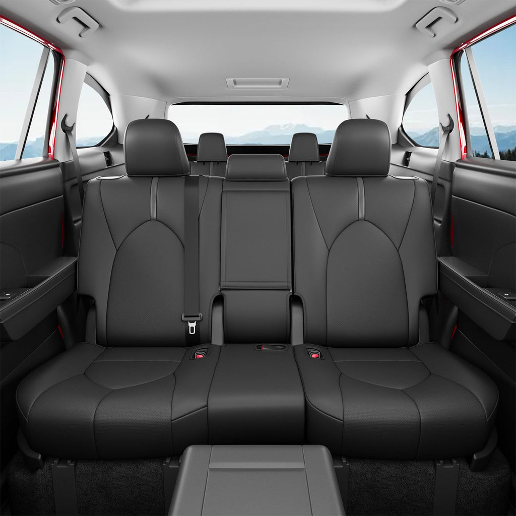 Xipoo 8 Seats Seat Cover Compatible with 2014-2019 Toyota Highlander Car Seat Protector Replacement for 2014-2019 Toyota Highlander Accessories(Fit 2014-2019 W/Second Row 40/60 Split,Black)