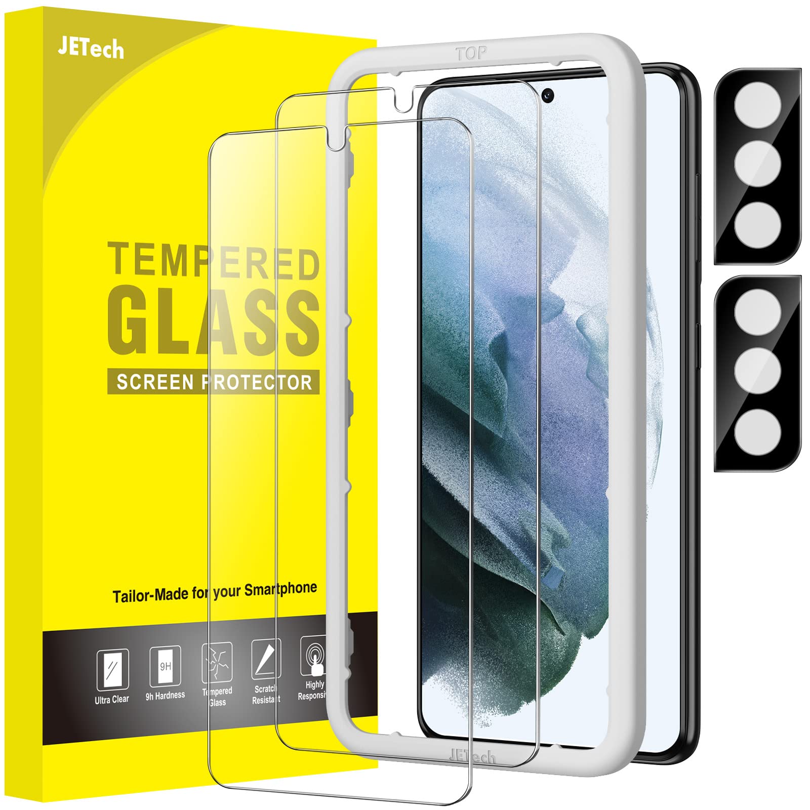 JETech Screen Protector for Samsung Galaxy S20 FE 6.5-Inch with Camera Lens Protector, Tempered Glass Film, Fingerprint ID Compatible, HD Clear, 2-Pack Each