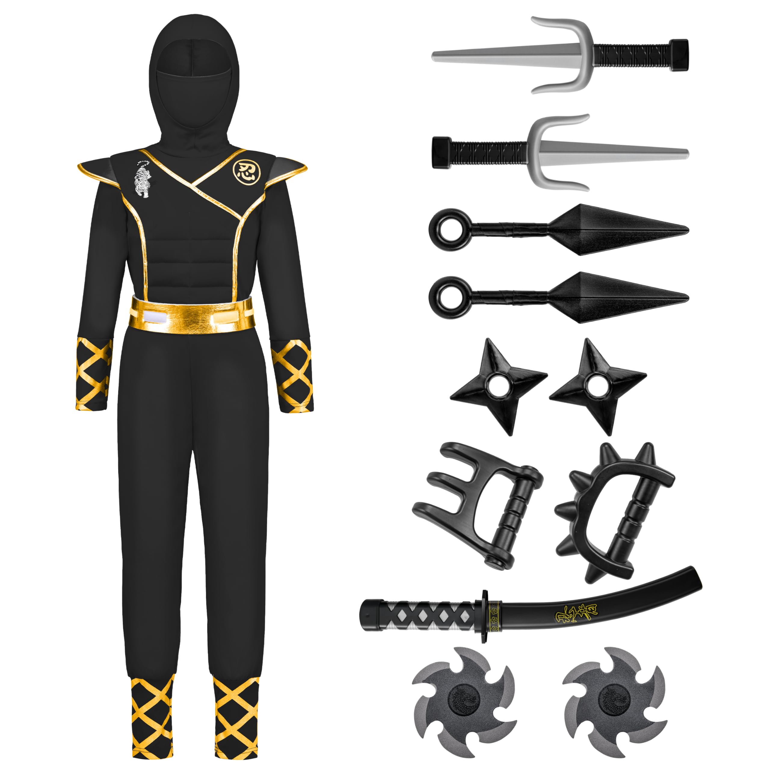 Spooktacular Creations Halloween Ninja Costume, Ninja Outfit Set for Kids, Halloween Costumes for Boys Dress Up Party