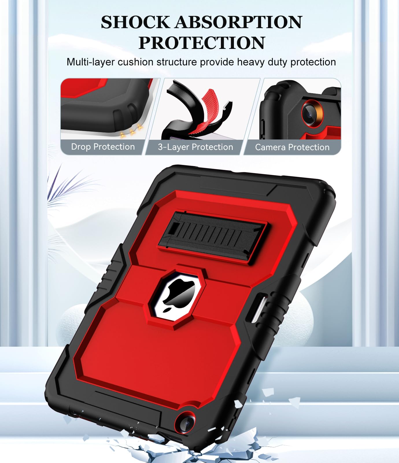 OKP Case for iPad 9th/ 8th/ 7th Generation (2021/2020/2019), Heavy Duty 10.2 inch iPad Shockproof Rugged Protective Cover with Built-in Stand, Hard iPad 9 8 7 Gen Cases for Kids Girls Boys, Black