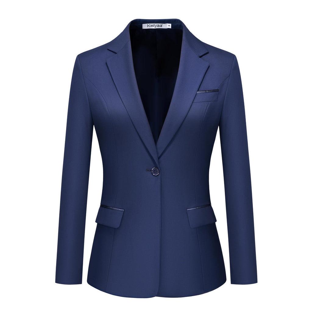 Kelyaa Women's Casual Business Blazer Notched Lapel One Button Open Front Long Sleeve Blazers Office Work Suit Jackets