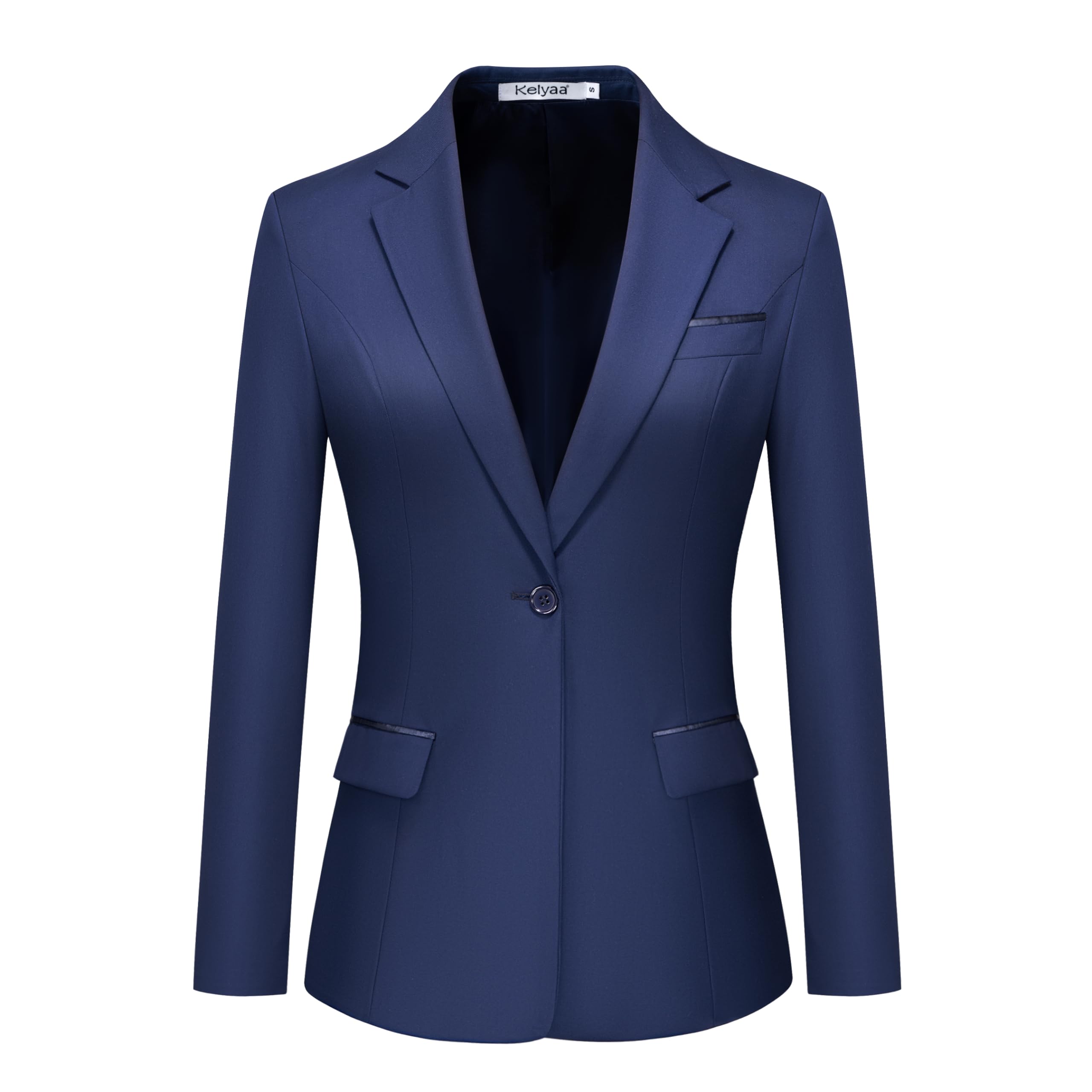 Kelyaa Women's Casual Business Blazer Notched Lapel One Button Open Front Long Sleeve Blazers Office Work Suit Jackets