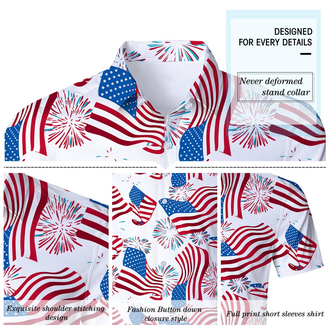 Fanient Mens Hawaiian Shirt Summer 3D Print Casual Short Sleeve Button Down Graphic Aloha Dress Shirts