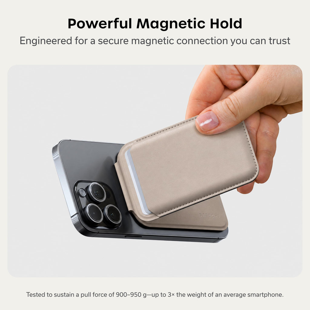 Satechi Magnetic Magsafe Wallet, Double Flap Stand Card Holder, 4 Slots with Front NFC Pass-Through, Adjustable Phone Attachment for iPhone 17/16/15/14/13/12, Travel Accessory