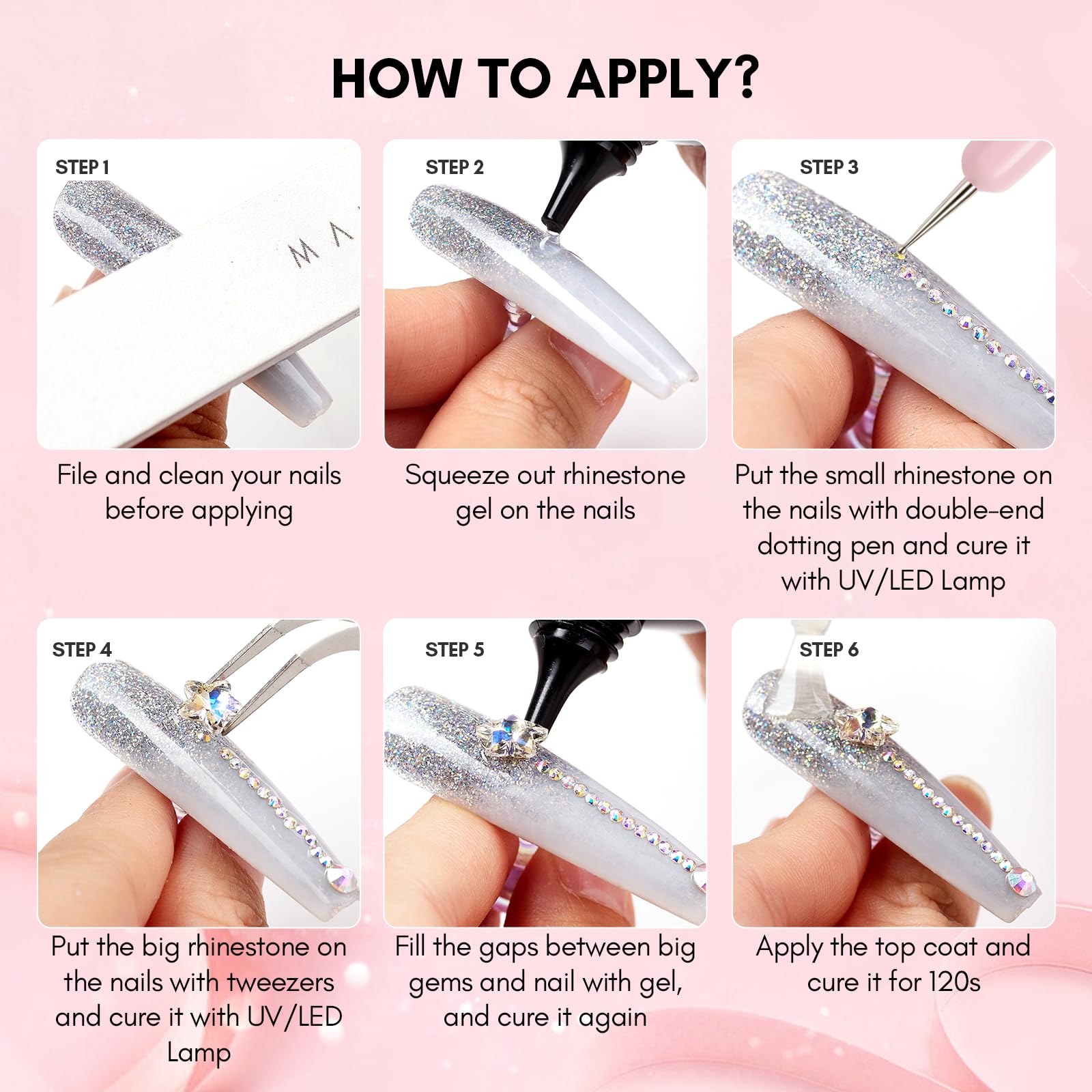Makartt Rhinestone Glue for Nails: Super Strong Gel Nail Glue for Nail Charms Gems Decorations, 3D Gel Nail Art Bling Jewel Diamonds for Salon & DIY Manicure, 30ML UV Lamp Cured Need Beauty Gifts