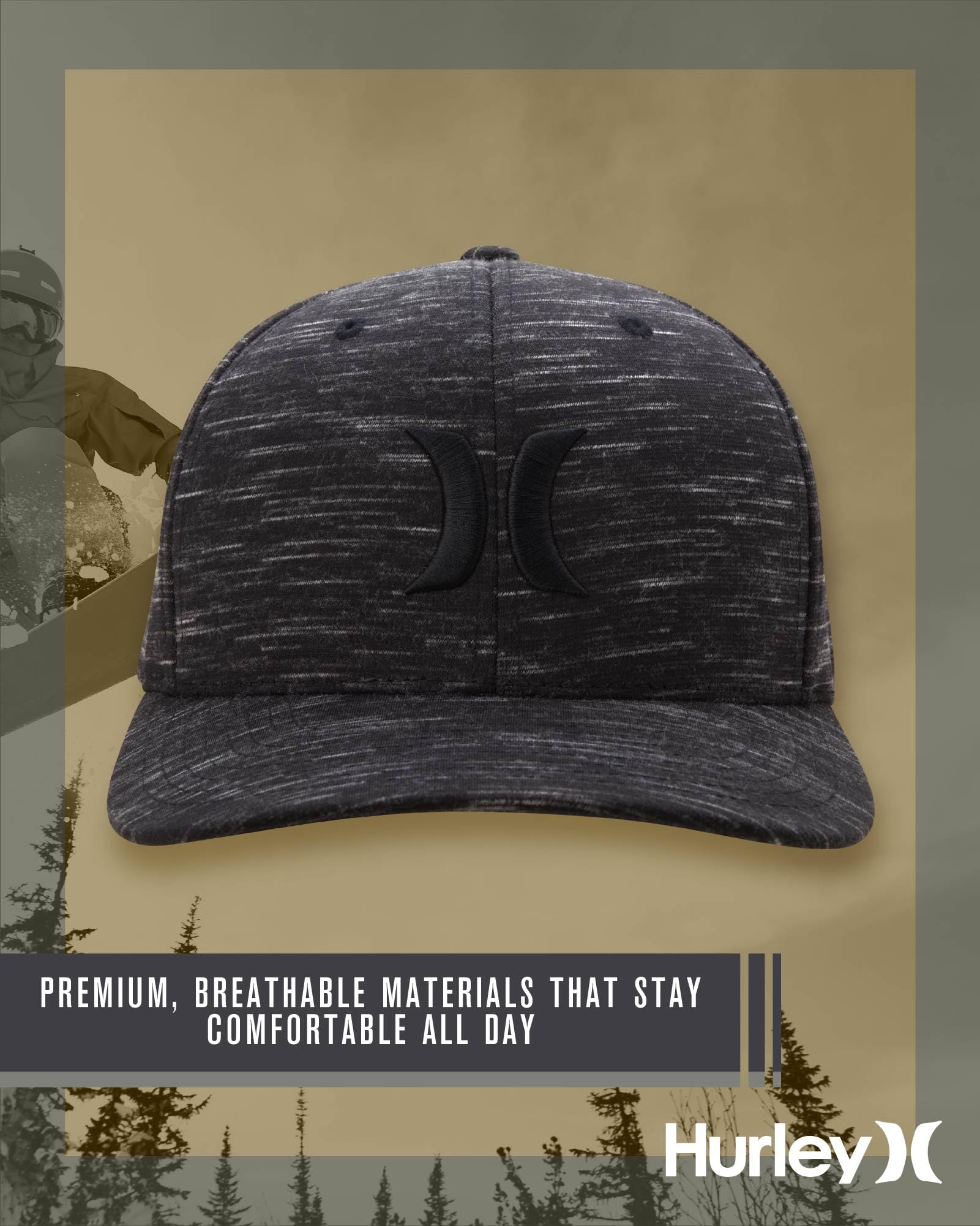 Hurley Men's Caps - One & Only Flexfit Baseball Cap - Fitted Hats for Men (S-XL)
