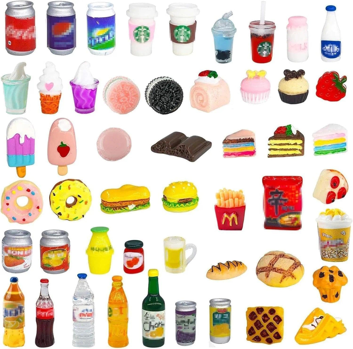134pcs Mini Shopping Cart Basket Miniature Food Drink Bottle Supermarket Metal Handcart Toys Doll House Store Cosplay Game Dollhouse Grocery Fruit Cake Bread Party Trolley Model Dollar Bills