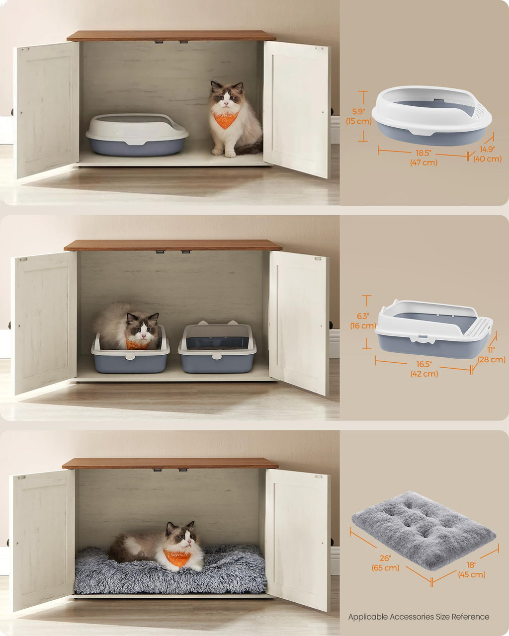Feandrea Cat Litter Box Enclosure, Litter Box Furniture Hidden, Indoor Cat House, End Table, 27.6 x 19.7 x 19.7 Inches, Heather Greige UPCL022K01