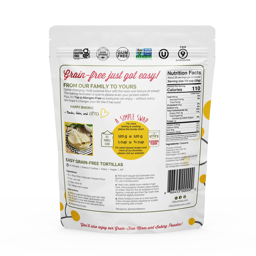 Otto's Naturals Multi-Purpose Cassava Flour, Non-GMO, Gluten-Free, Grain, Nut and Gum-Free, 1-to-1 Wheat Alternative, Paleo, AIP, 1 lb