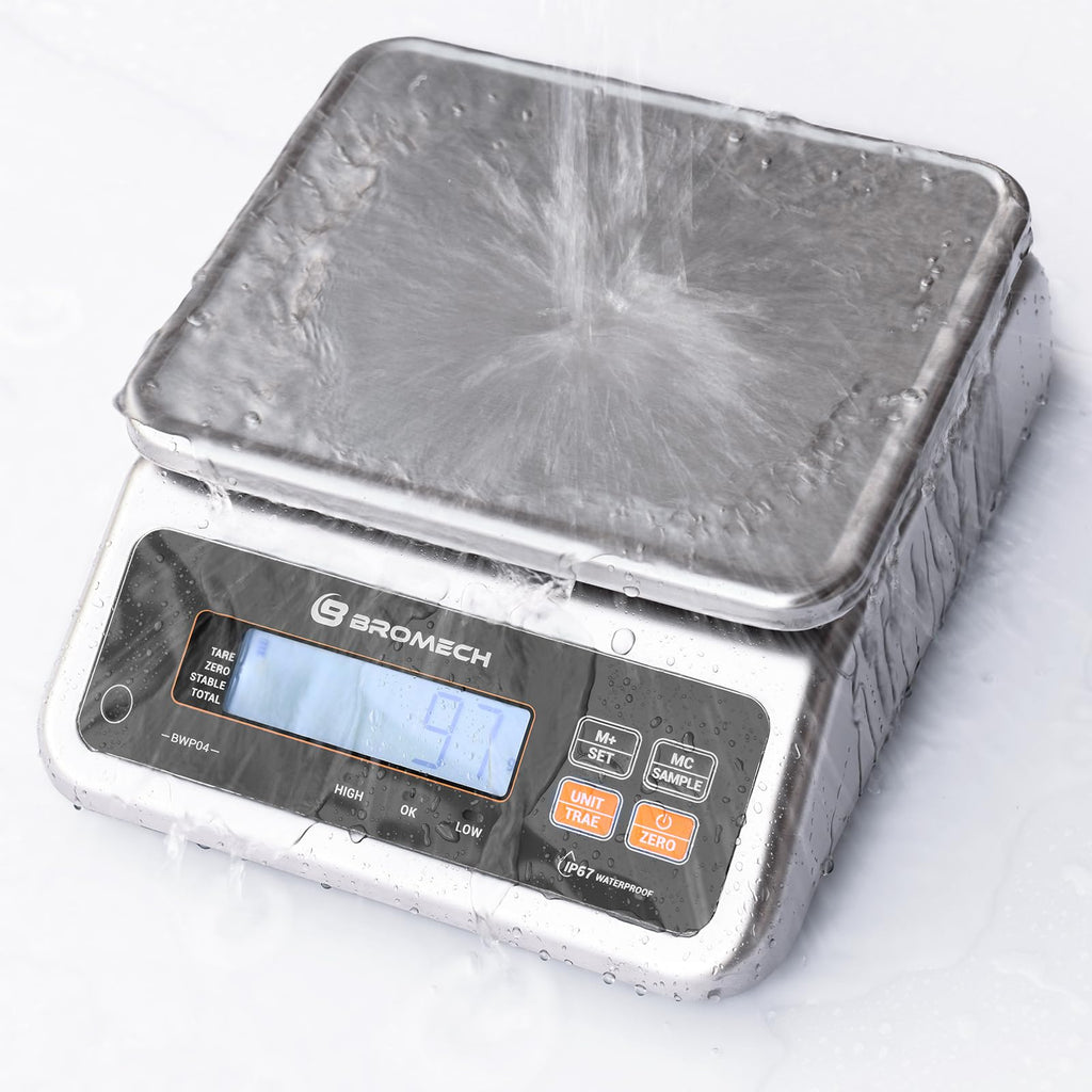 Food Scale Pound and Ounce, Rechargable, Commercial Grade, Stainless Steel Platform, for Meat Shop, Deli, Produce Market (66lb)