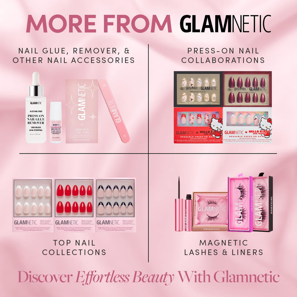 Glamnetic Press On Nails - Cashmere Blue | Opaque Soft Pale Sky Blue Short Squoval Fake Nails, Salon Quality | 15 Sizes - 30 Nail Kit