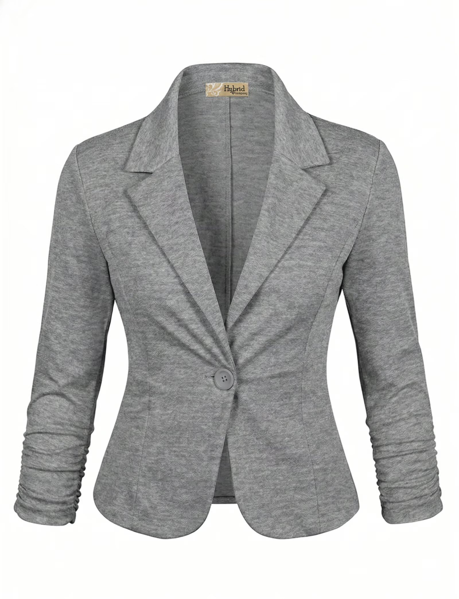 Hybrid & Company Women's Lightweight Casual Work Office Stretch Ponte Cardigan Blazer Jacket Made in USA