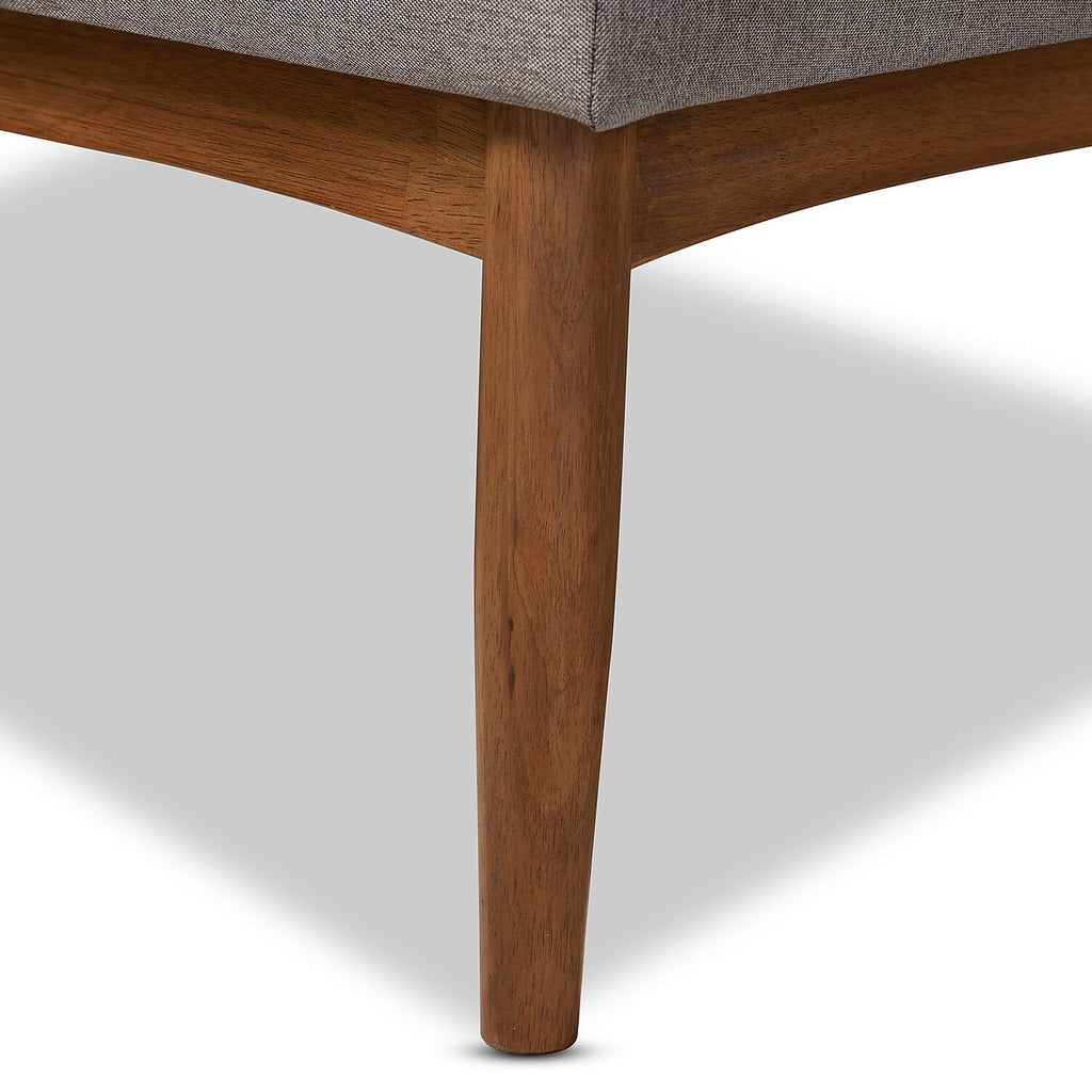 Baxton Studio Arvid Mid-Century Modern Dark Brown Faux Leather Upholstered 2-Piece Wood Dining Corner Sofa Bench