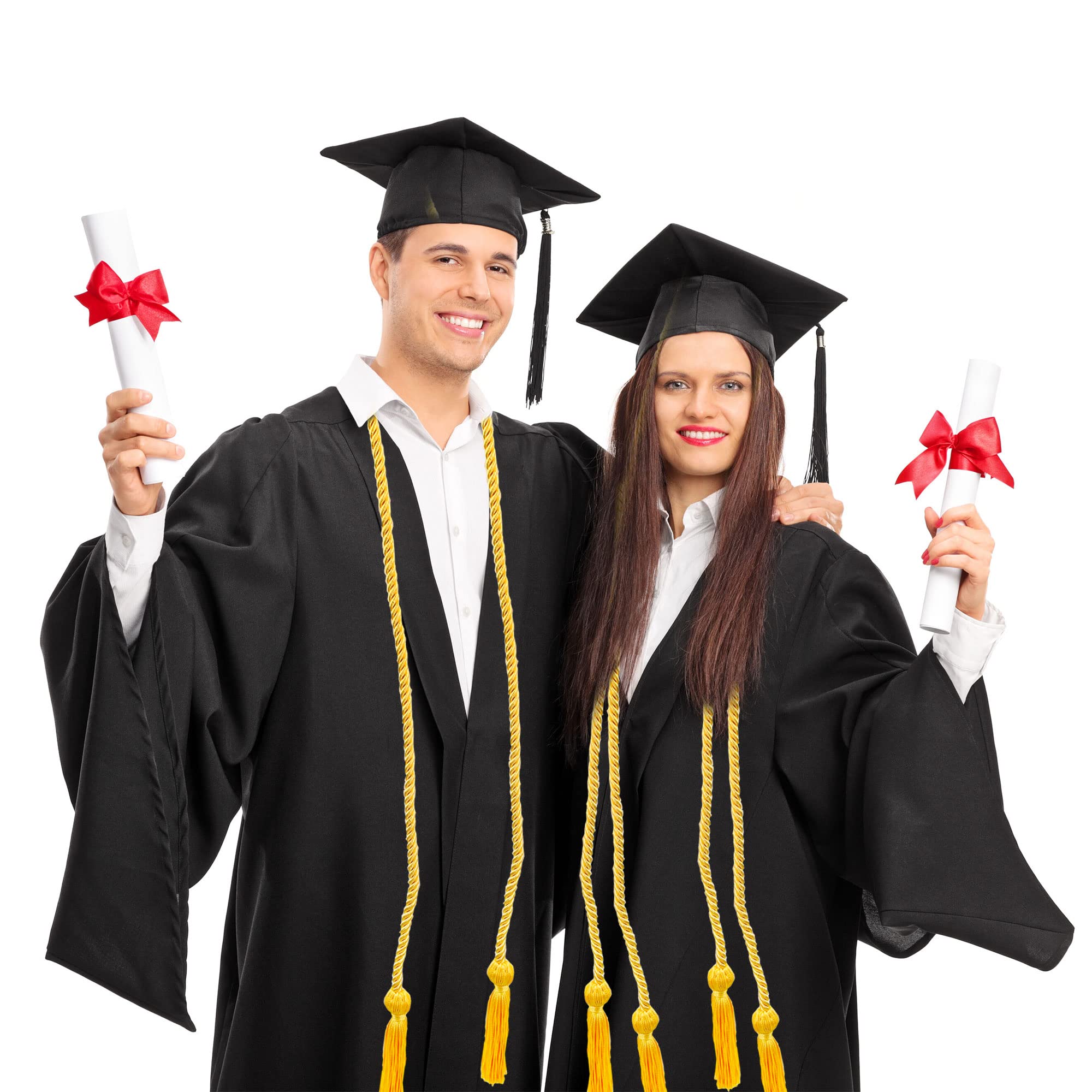 15 Pieces Graduation Honor Cord Braided Honor Cords with Tassels for Graduation Students (Black)