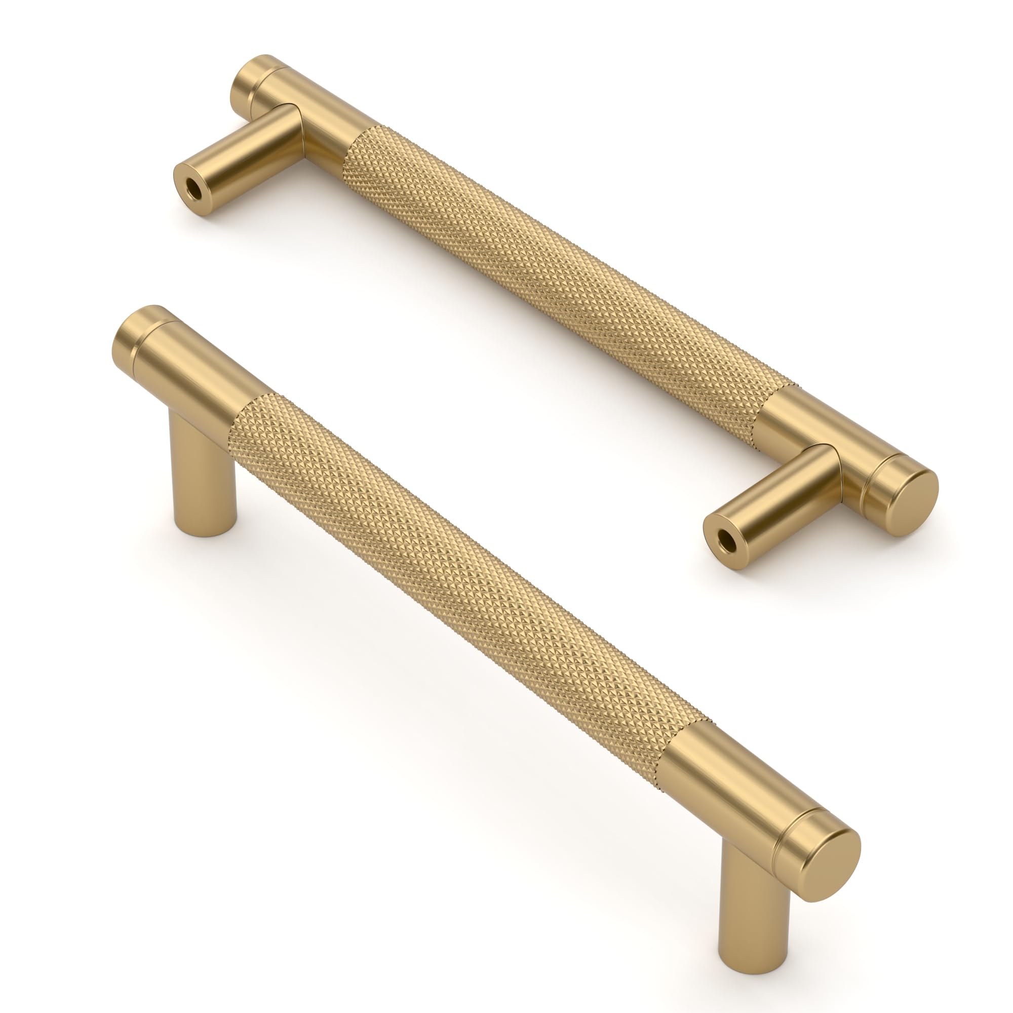Asidrama 10 Pack 3 Inch(76mm) Matte Black and Champagne Bronze Cabinet Pulls Knurled Cabinet Handles Cupboard Handles Kitchen Cabinet Hardware for Cupboard Drawer Pulls