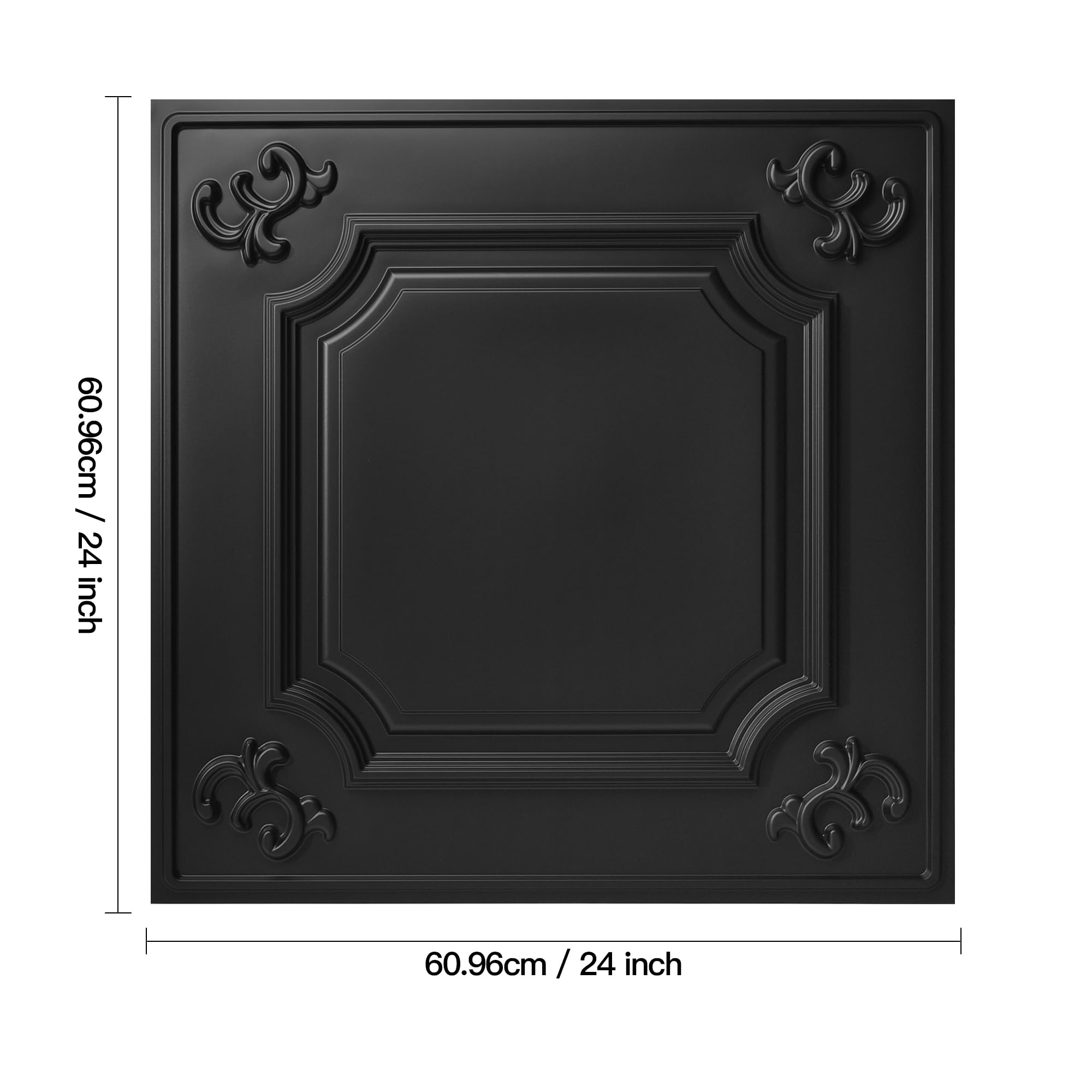 Art3d Drop Ceiling Tiles 24x24in. (12-Pack, 48 Sq.ft), Wainscoting Panels Glue Up 2ft x 2ft for Interior Décor in Living Room, Bedroom & Office, Star Black