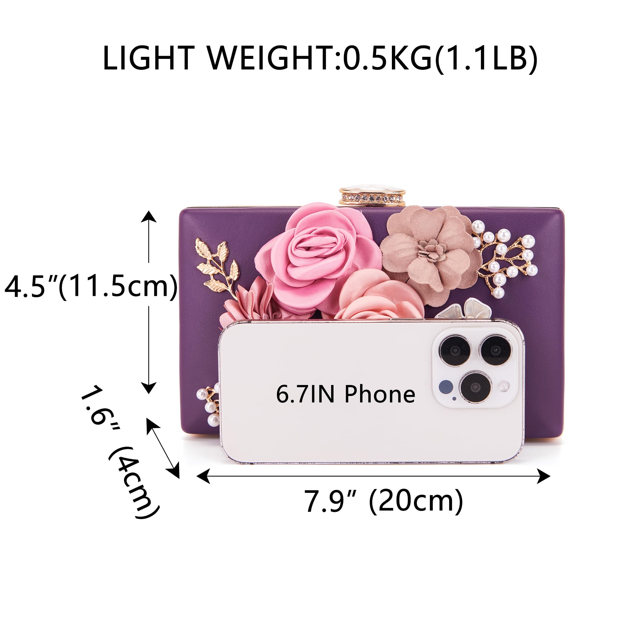 Evening Bag for Women, Flower Wedding Evening Clutch Purse Bride Floral Clutch Bag