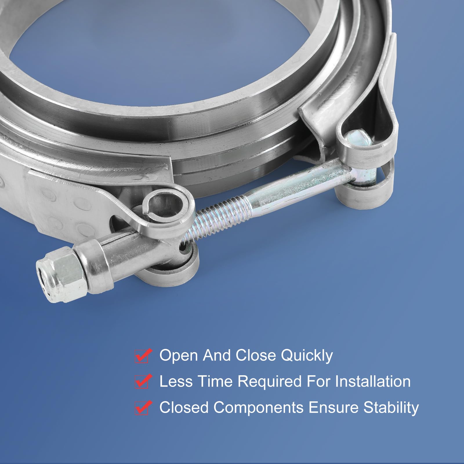 2.25" V-Band Flange Clamp Kit With Ridge Stainless Steel Replacement For Exhaust Downpipe 2.25 Inch
