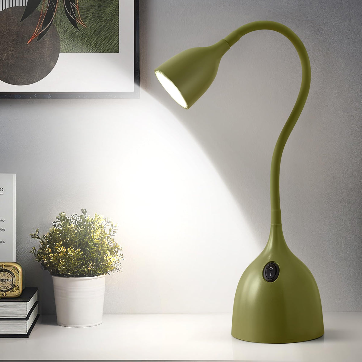 EJIAXIN Gooseneck Desk Lamp 360° LED Flexible Reading Light Small Desk Lamps for Small Spaces Home Office Bedroom College Dorm Desk Bookshelf Nightstand Table Lamp (Purple)