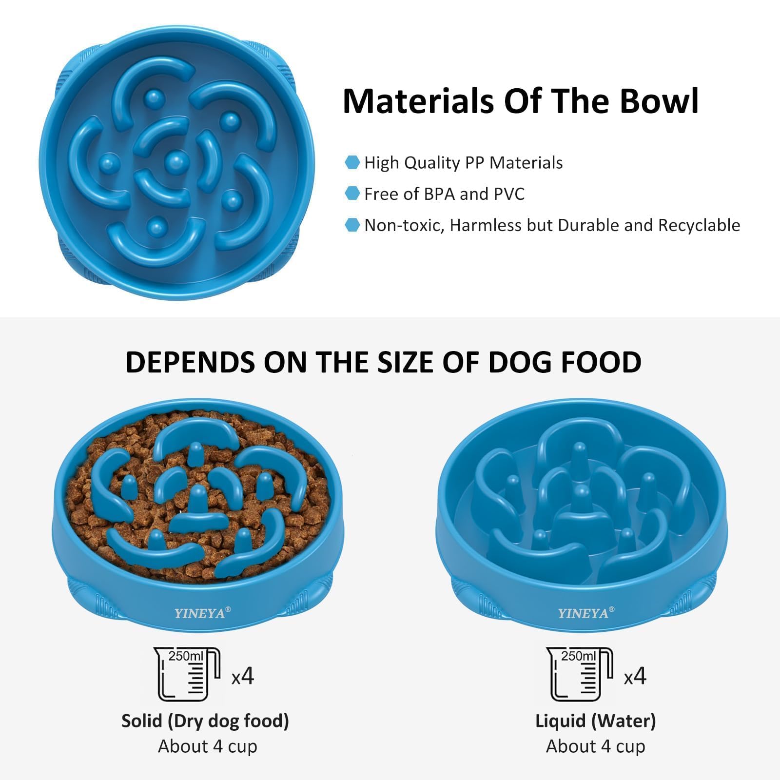 YINEYA 2PCS Anti-Choking Slow Feeder Dog Bowls Small Size Dog, Slow Feeder Cat Bowl, Supplies and Puzzle for Pet