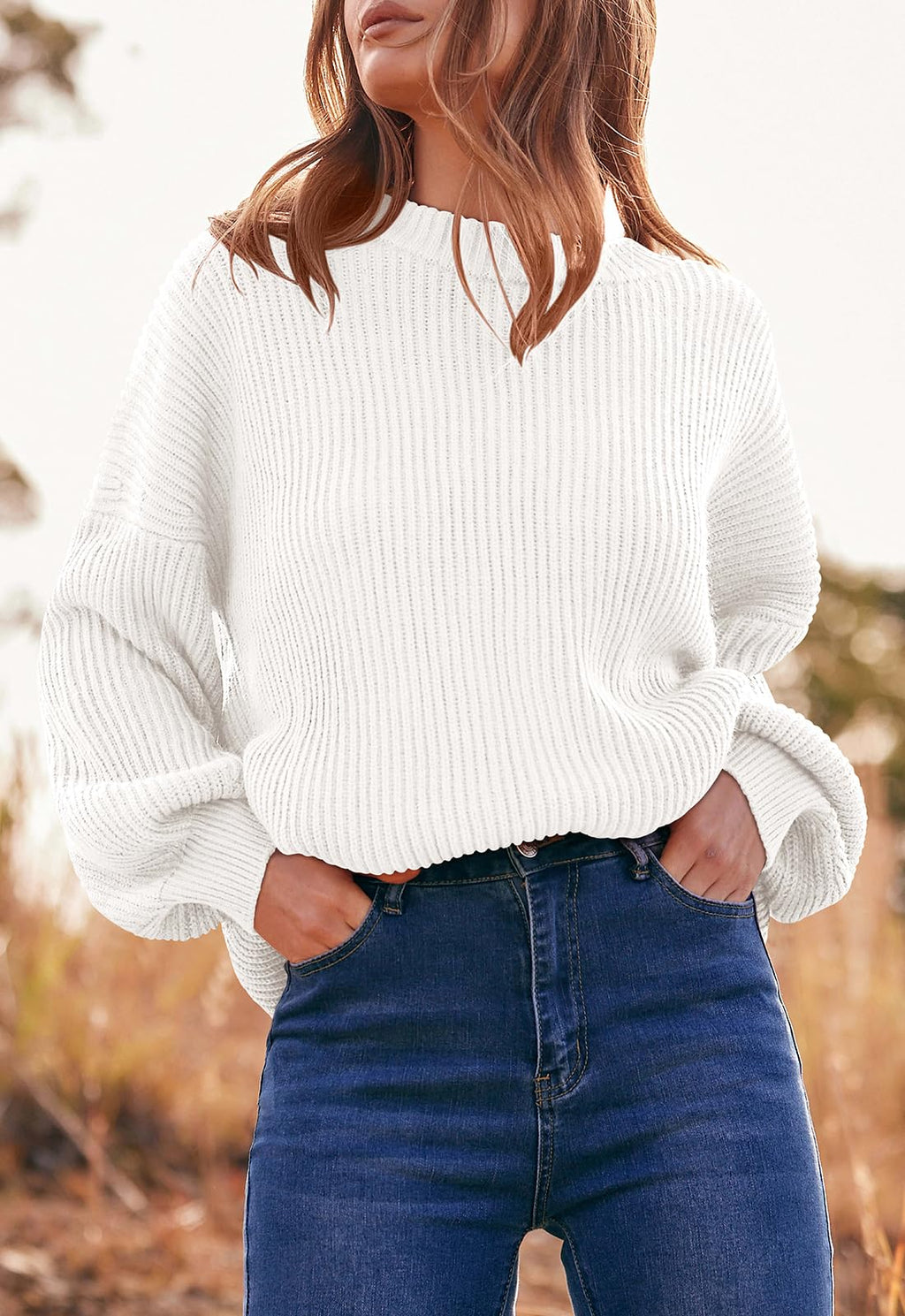 PRETTYGARDEN Womens Sweaters Spring 2026 Oversized Chunky Knitted Pullover Sweater Casual Long Sleeve Crewneck Cute Sweaters