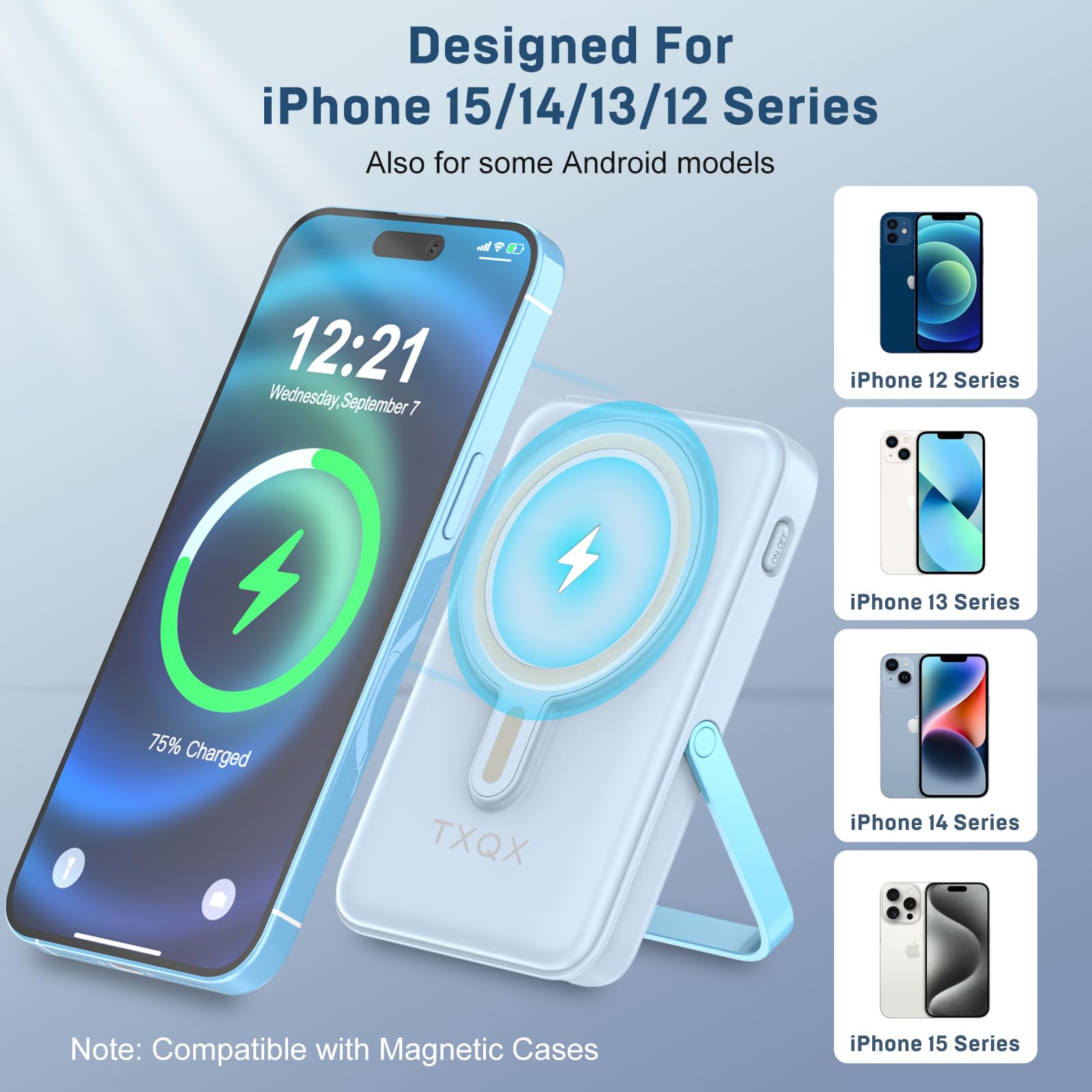for Magsafe Battery Pack,10000mAh Magnetic Power Bank 22.5W PD Fast Charging with LED Display,Wireless Portable Charger with Built-in Cables and Stand for iPhone 17/16/15/14/13/12/Pro/Pro Max