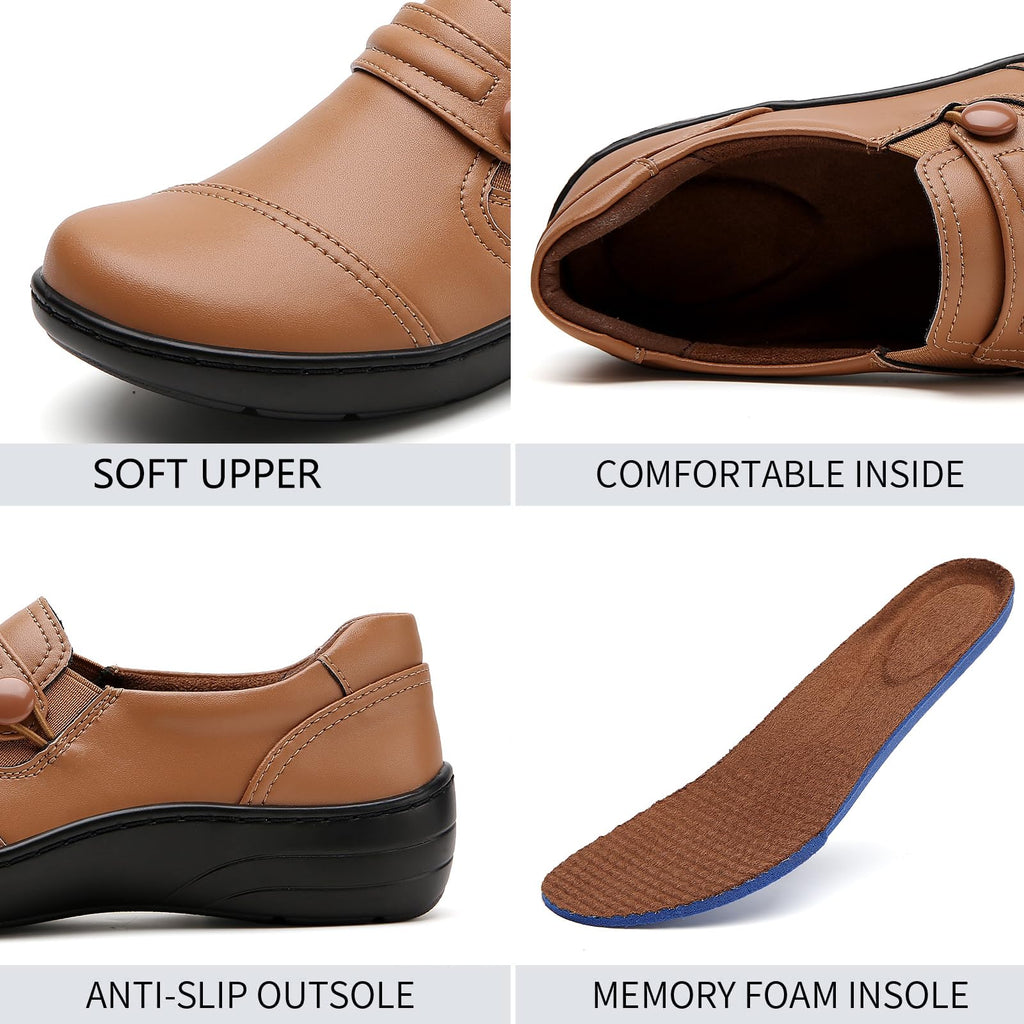 QAE Loafers for Women Orthopedic Loafers for Women Comfortable Women's Flat Slip-Ons Shoes for Dress Work Business Casual