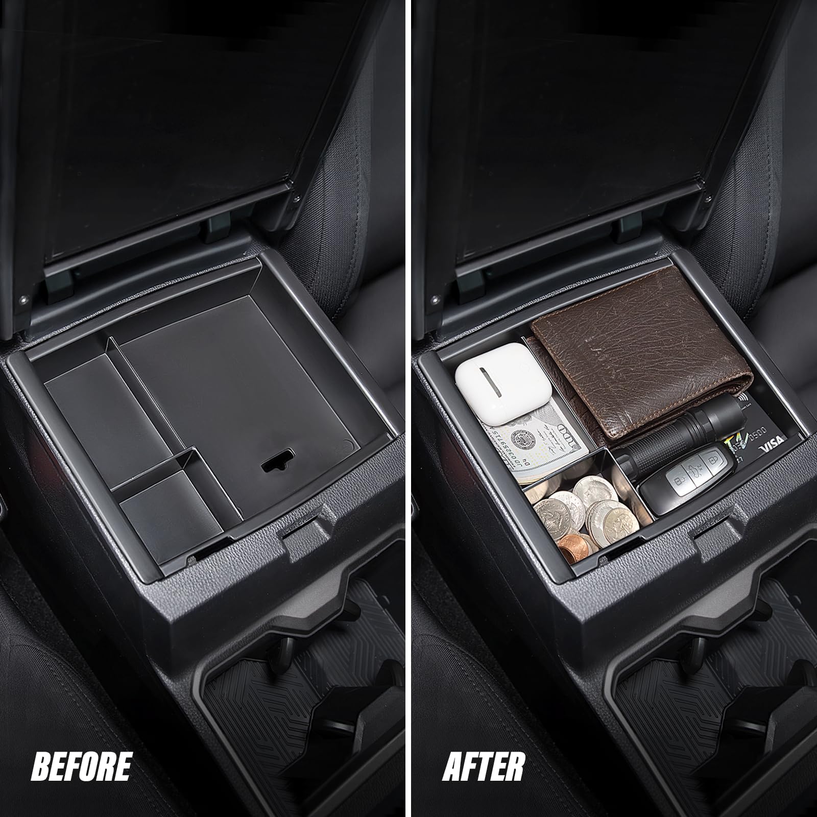 Carlimeki Center Console Organizer (3-piece set) for Tacoma 2016-2023 - for Tacoma Accessories