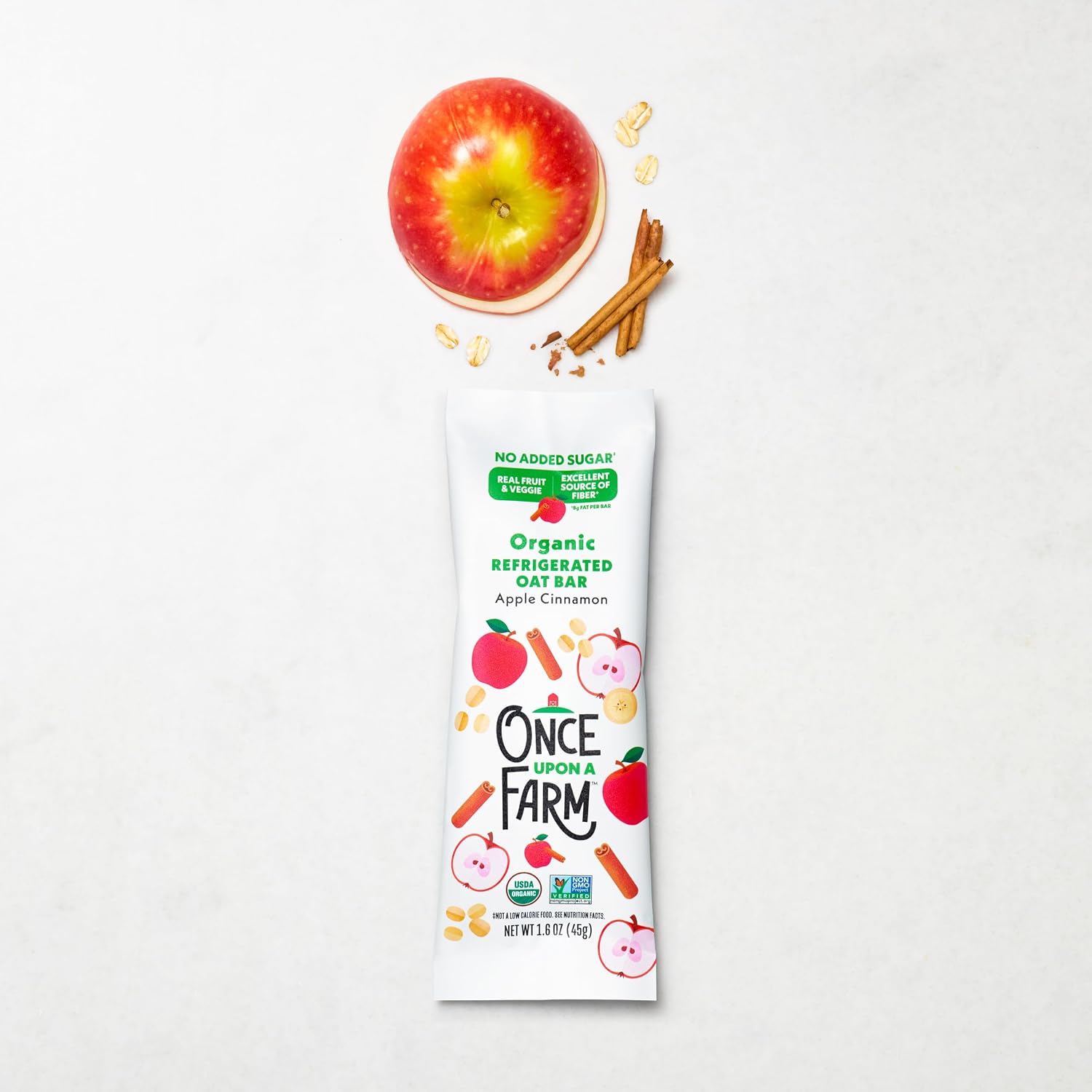 Once Upon a Farm Organic Apple Cinnamon Refrigerated Oat Kids' Bar Multipack,4-1.6oz Bars