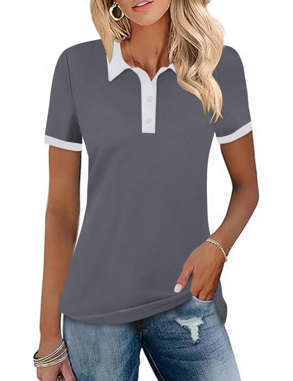 LOMON Womens Golf Polo Shirts Short Sleeve Collared Tops Lightweight Moisture Wicking Tennis Activewear S-XXL